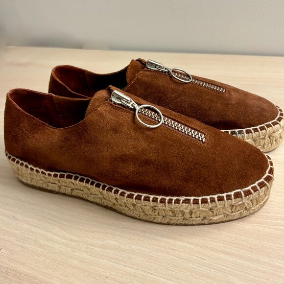 Alexander Wang Rich Brown Suede Devon Espadrille Platform Sneakers Zip Front 8 - Picture 12 of 16